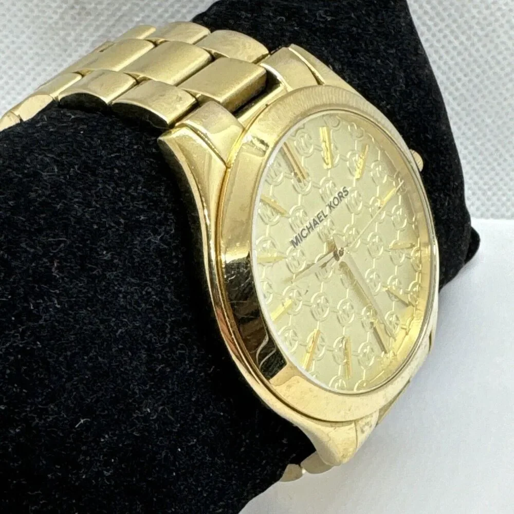Michael Kors Slim Runway MK3335 Women's Gold Tone Analog Dial Wrist Watch JNA625